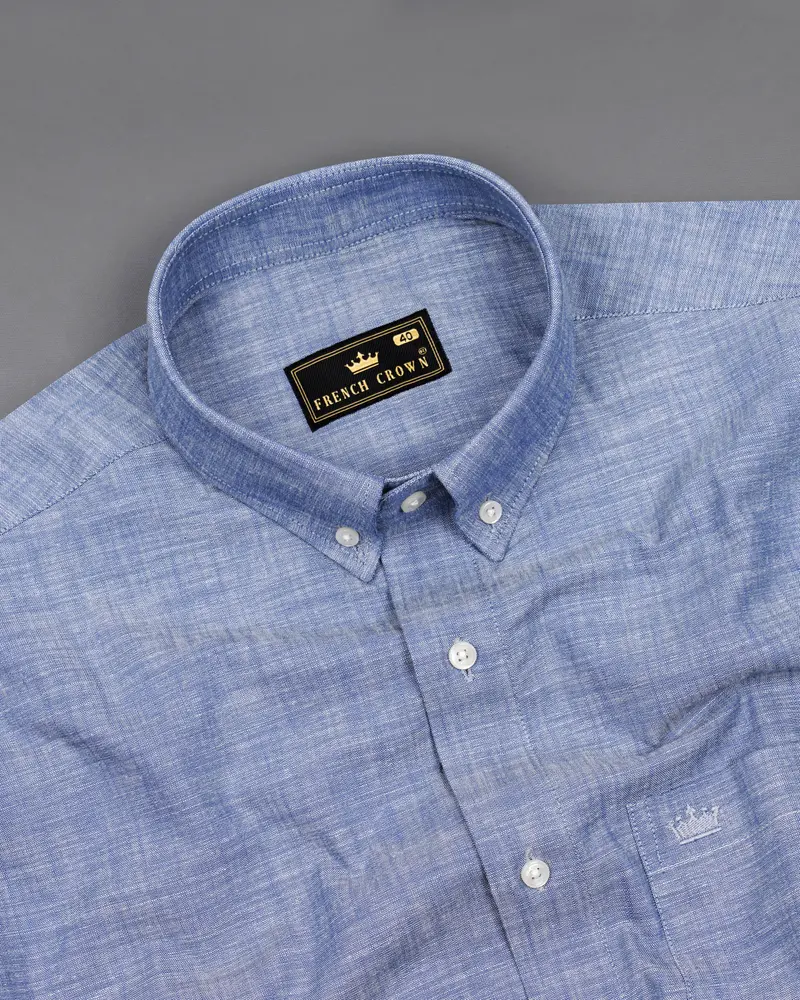 Cadet Blue Luxurious Linen Shirt 4