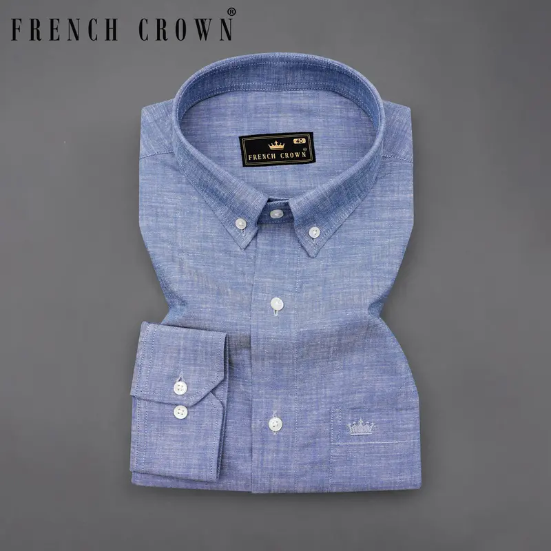 Cadet Blue Luxurious Linen Shirt 7