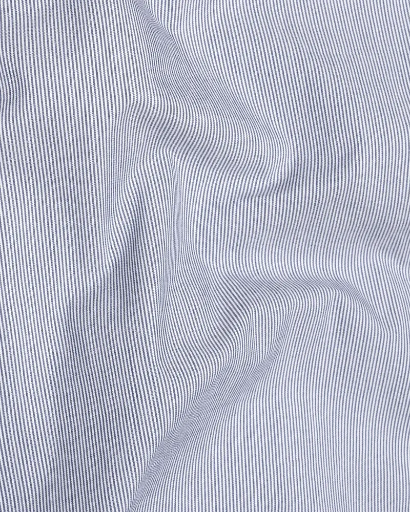Cadet Blue Pinstriped Premium Cotton Shirt 3