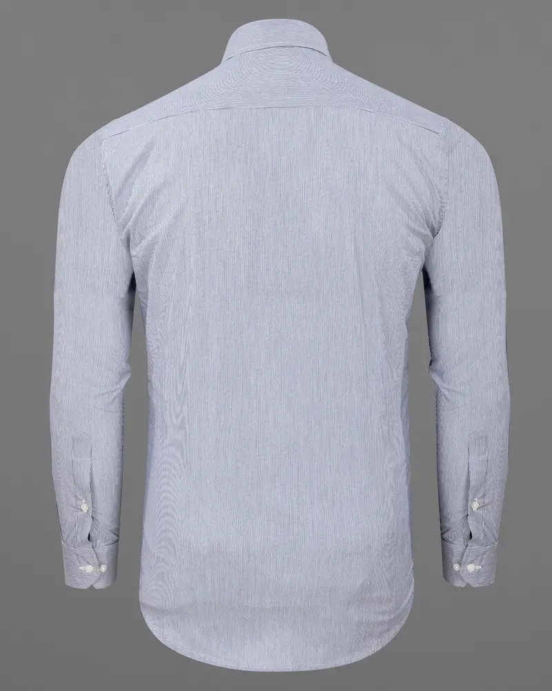 Cadet Blue Pinstriped Premium Cotton Shirt 7