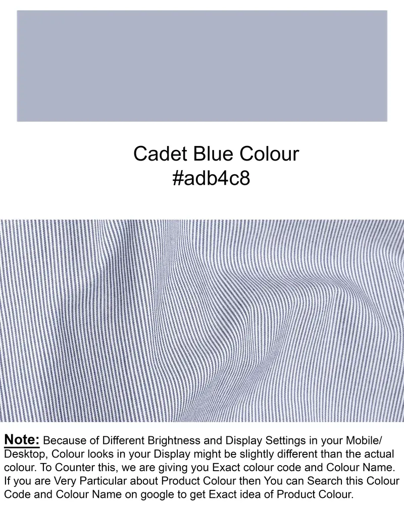 Cadet Blue Pinstriped Premium Cotton Shirt 9