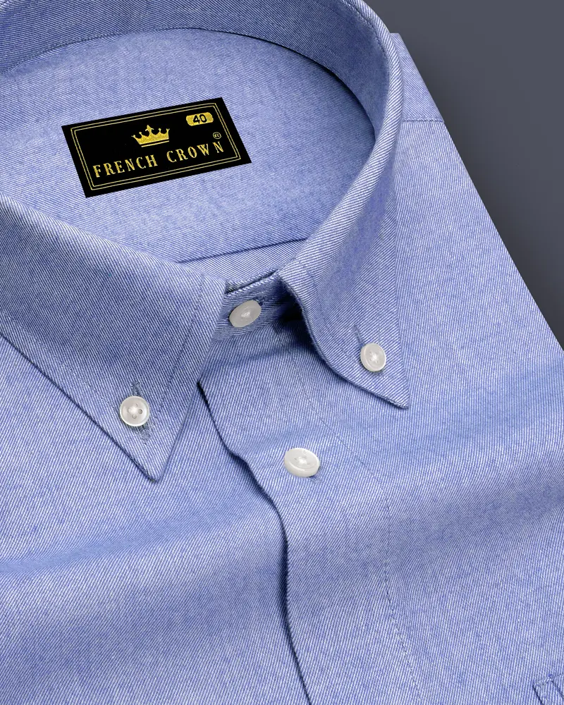 Cadet Blue Twill Premium Cotton Shirt 1