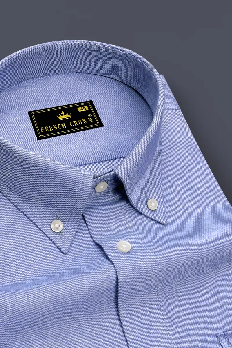 Cadet Blue Twill Premium Cotton Shirt 2