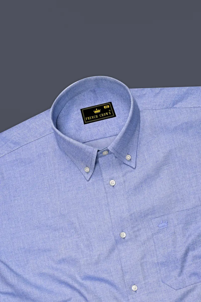 Cadet Blue Twill Premium Cotton Shirt 5