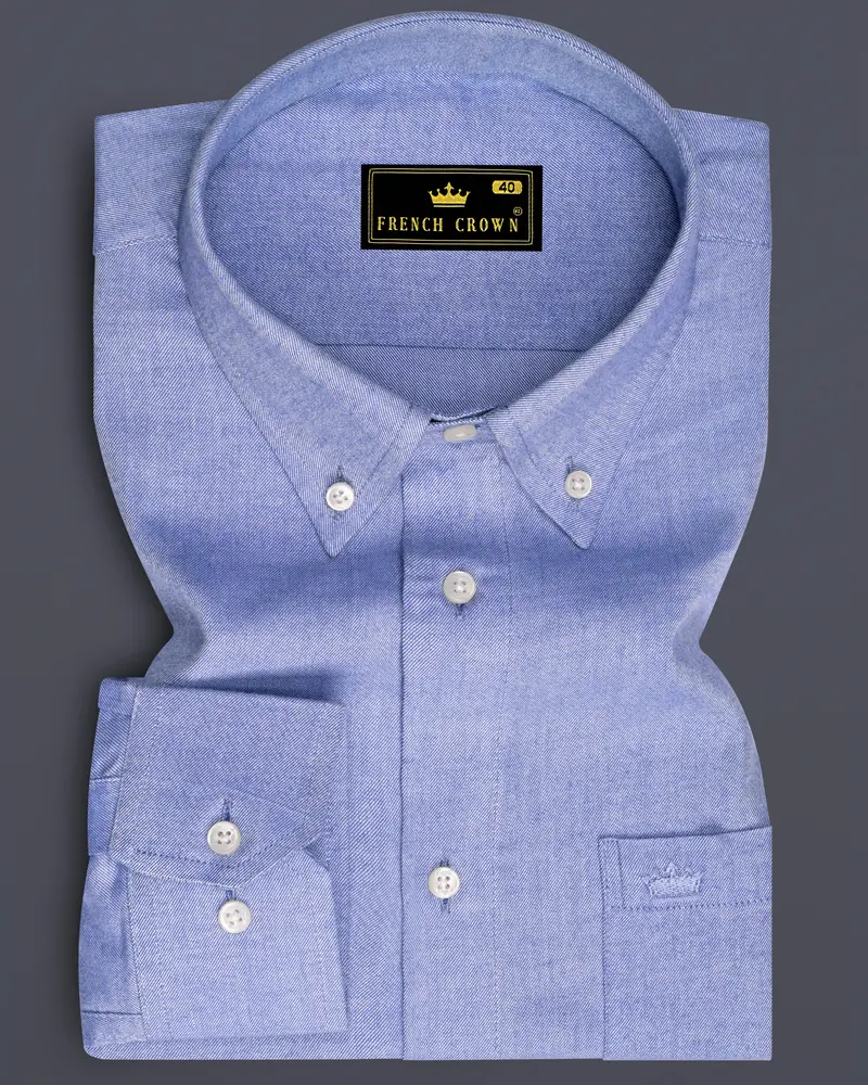 Cadet Blue Twill Premium Cotton Shirt 6