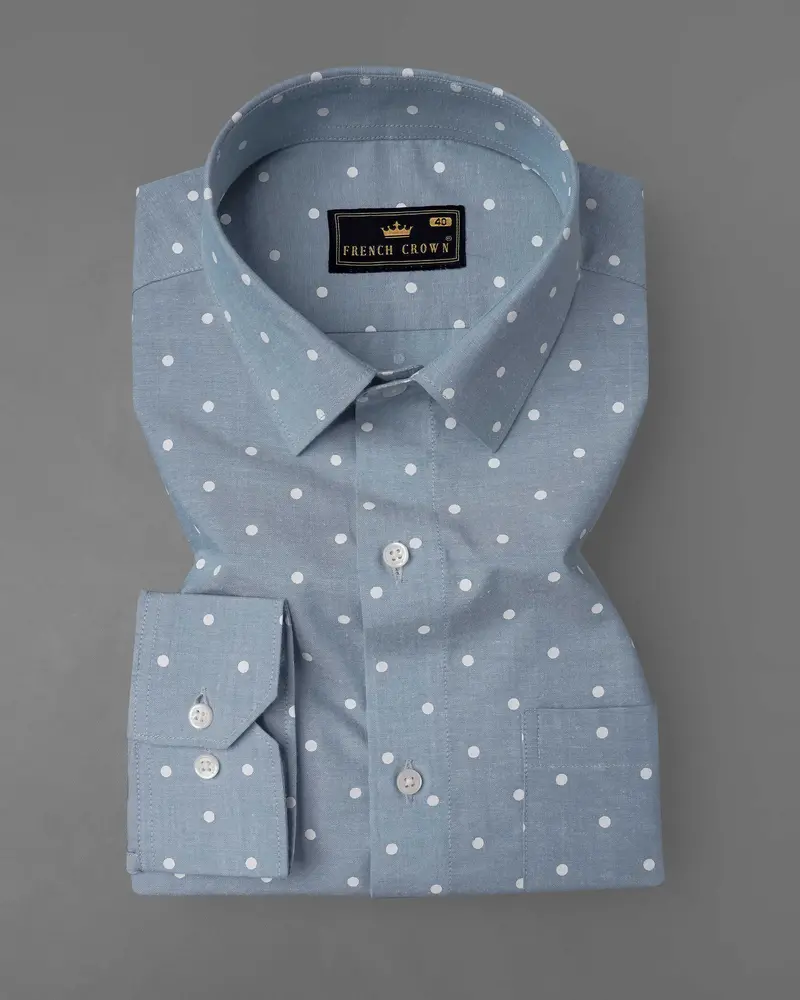 Cadet Gray Polka Dots Royal Oxford Shirt 3