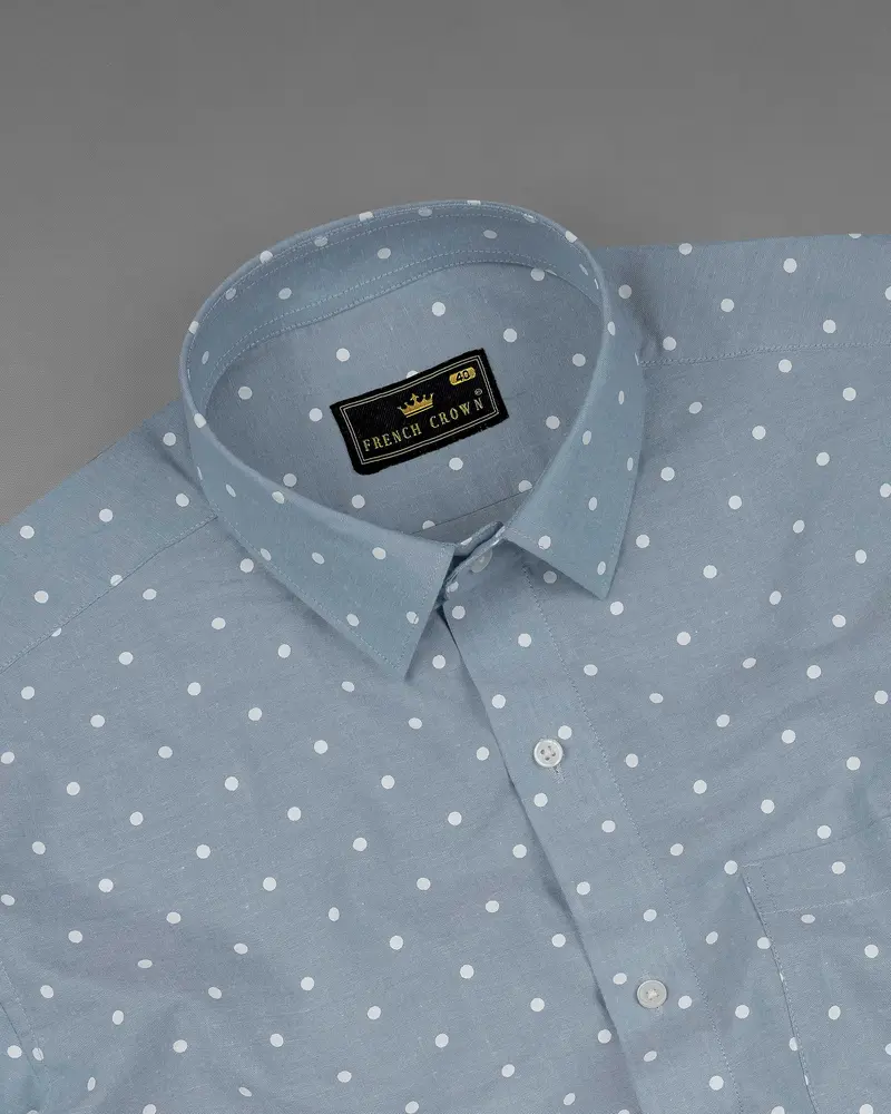 Cadet Gray Polka Dots Royal Oxford Shirt 4