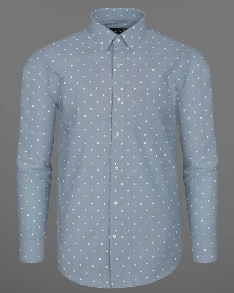 Cadet Gray Polka Dots Royal Oxford Shirt 5