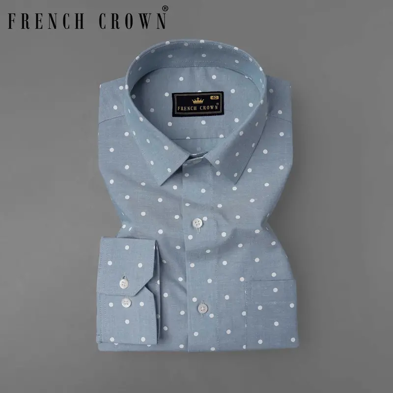 Cadet Gray Polka Dots Royal Oxford Shirt 7