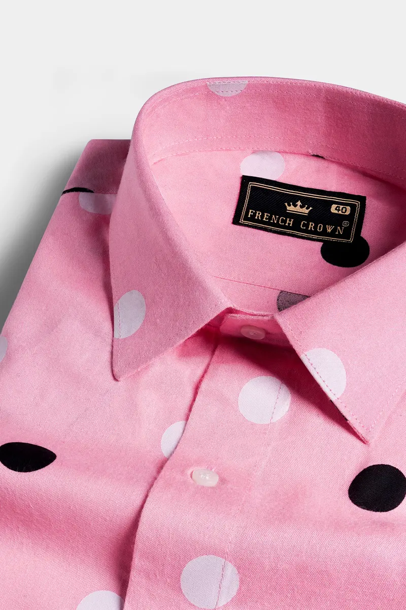 Cadillac Pink With Black And White Polka-Dots Premium Tencel Shirt 4