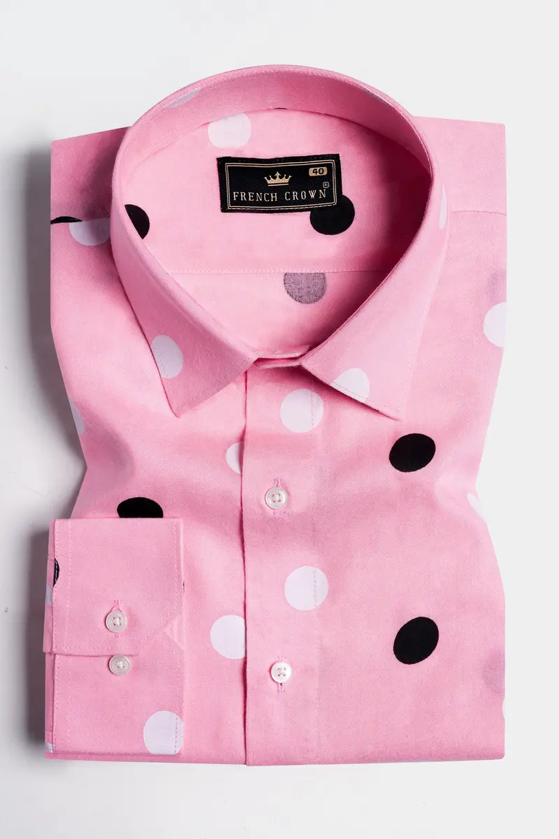 Cadillac Pink With Black And White Polka-Dots Premium Tencel Shirt 5