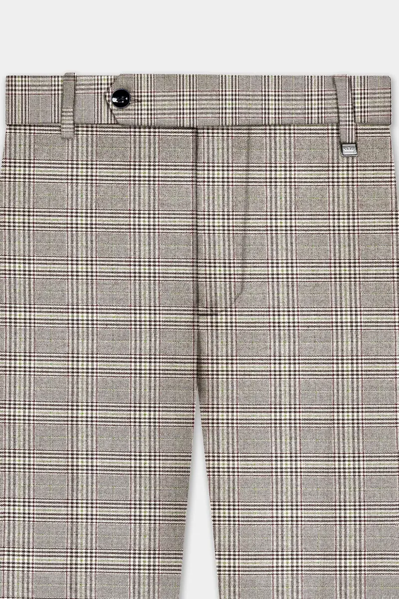 Café Noir Brown Plaid Wool Rich Double Breasted Suit 12