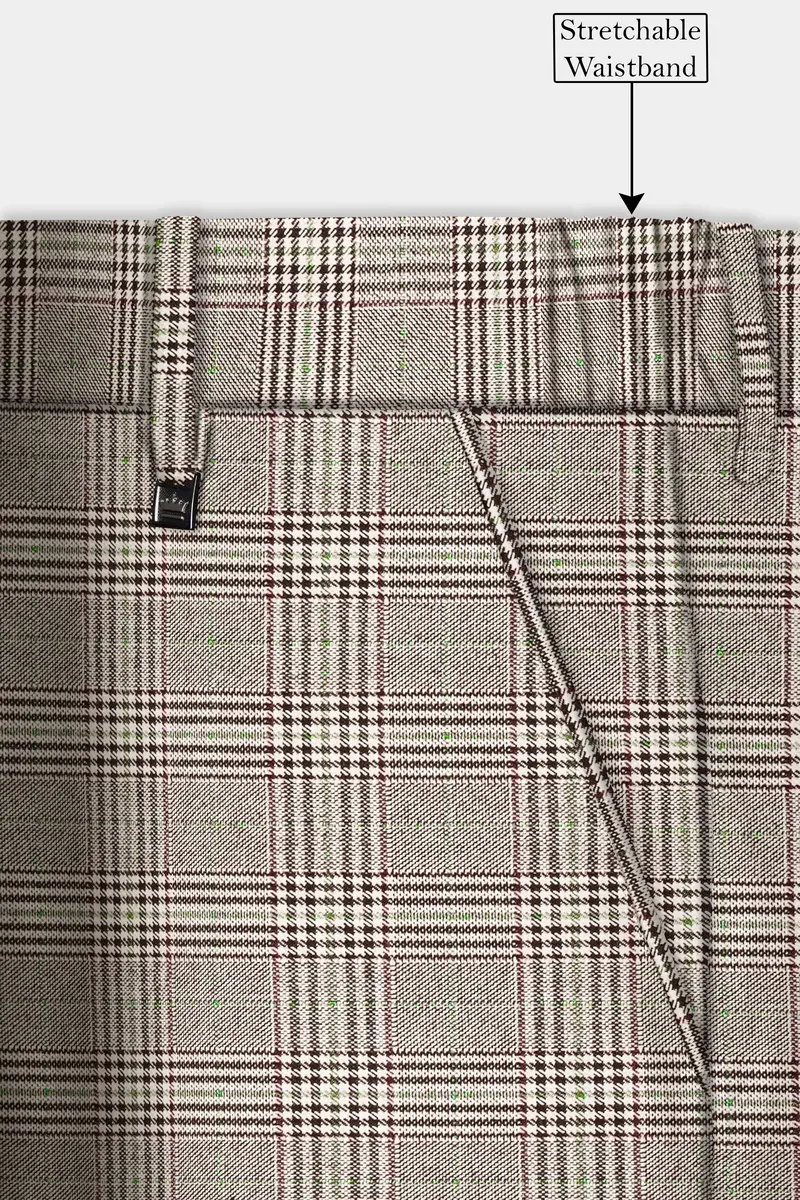 Café Noir Brown Plaid Wool Rich Double Breasted Suit 15
