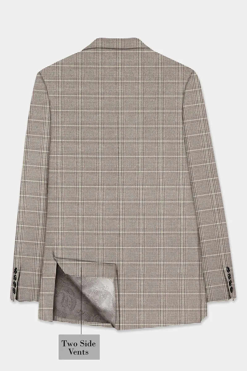 Café Noir Brown Plaid Wool Rich Double Breasted Suit 9