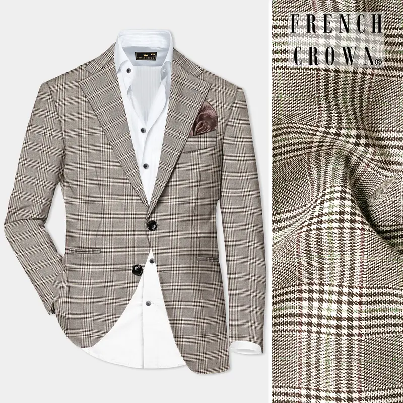 Café Noir Brown Plaid Wool Rich Single Breasted Blazer 10