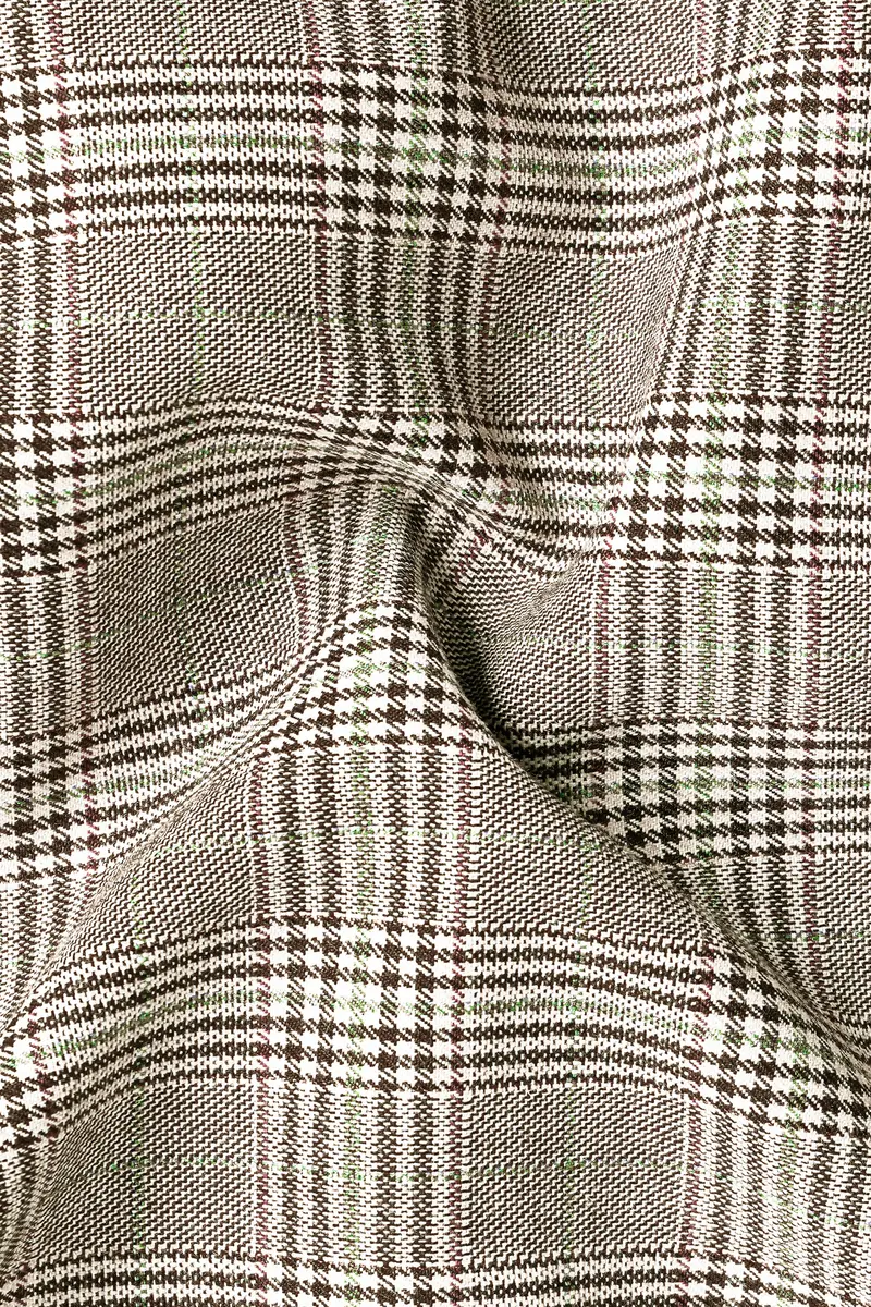 Café Noir Brown Plaid Wool Rich Single Breasted Blazer 3