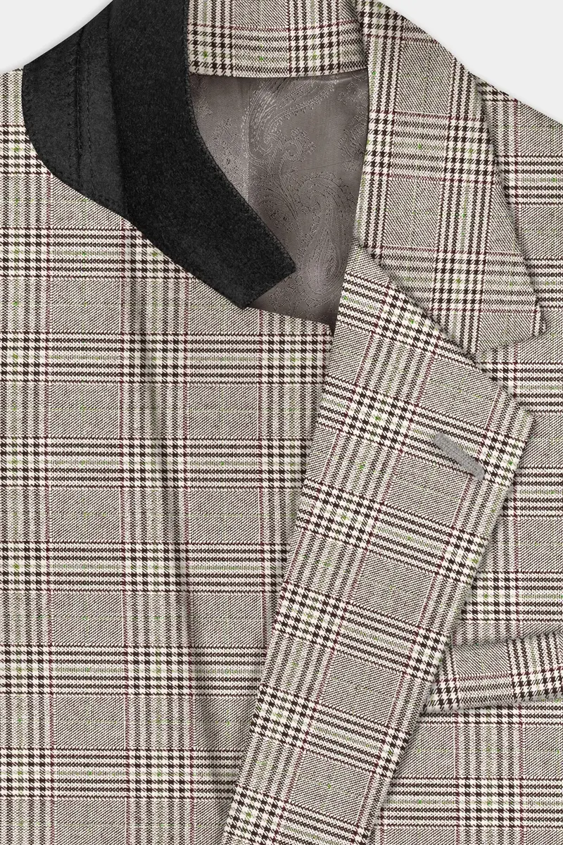 Café Noir Brown Plaid Wool Rich Single Breasted Blazer 4