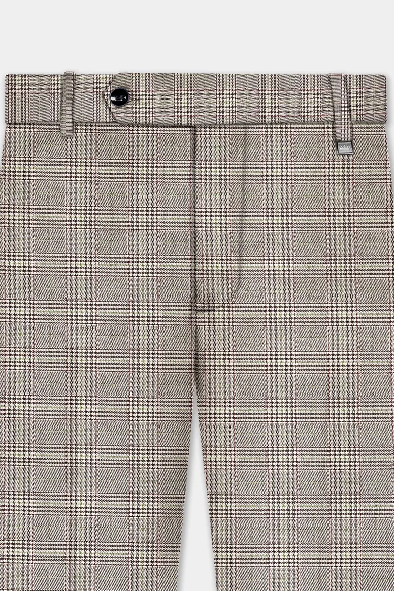 Café Noir Brown Plaid Wool Rich Single Breasted Suit 12