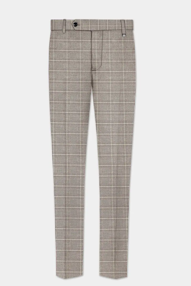 Café Noir Brown Plaid Wool Rich Single Breasted Suit 13