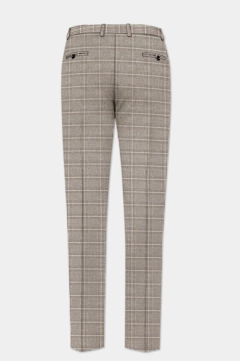 Café Noir Brown Plaid Wool Rich Single Breasted Suit 14