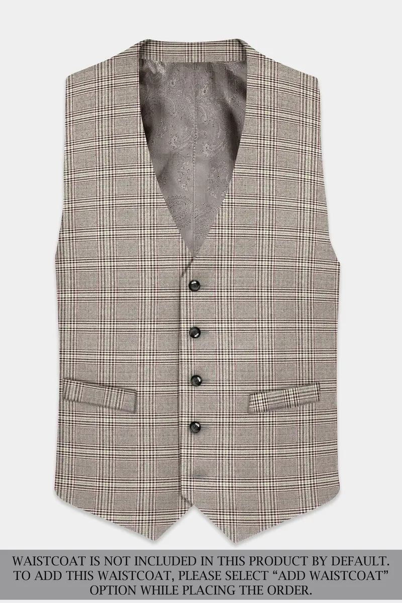 Café Noir Brown Plaid Wool Rich Single Breasted Suit 16