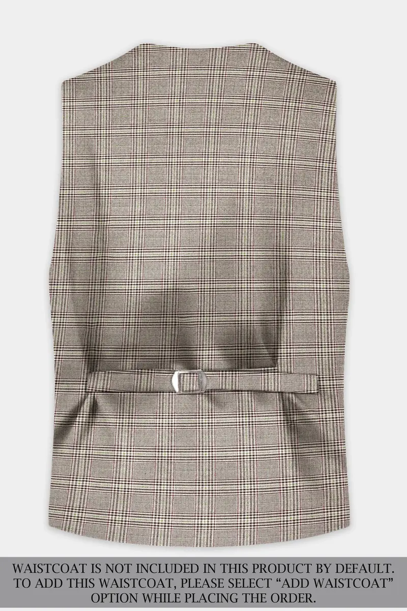 Café Noir Brown Plaid Wool Rich Single Breasted Suit 17
