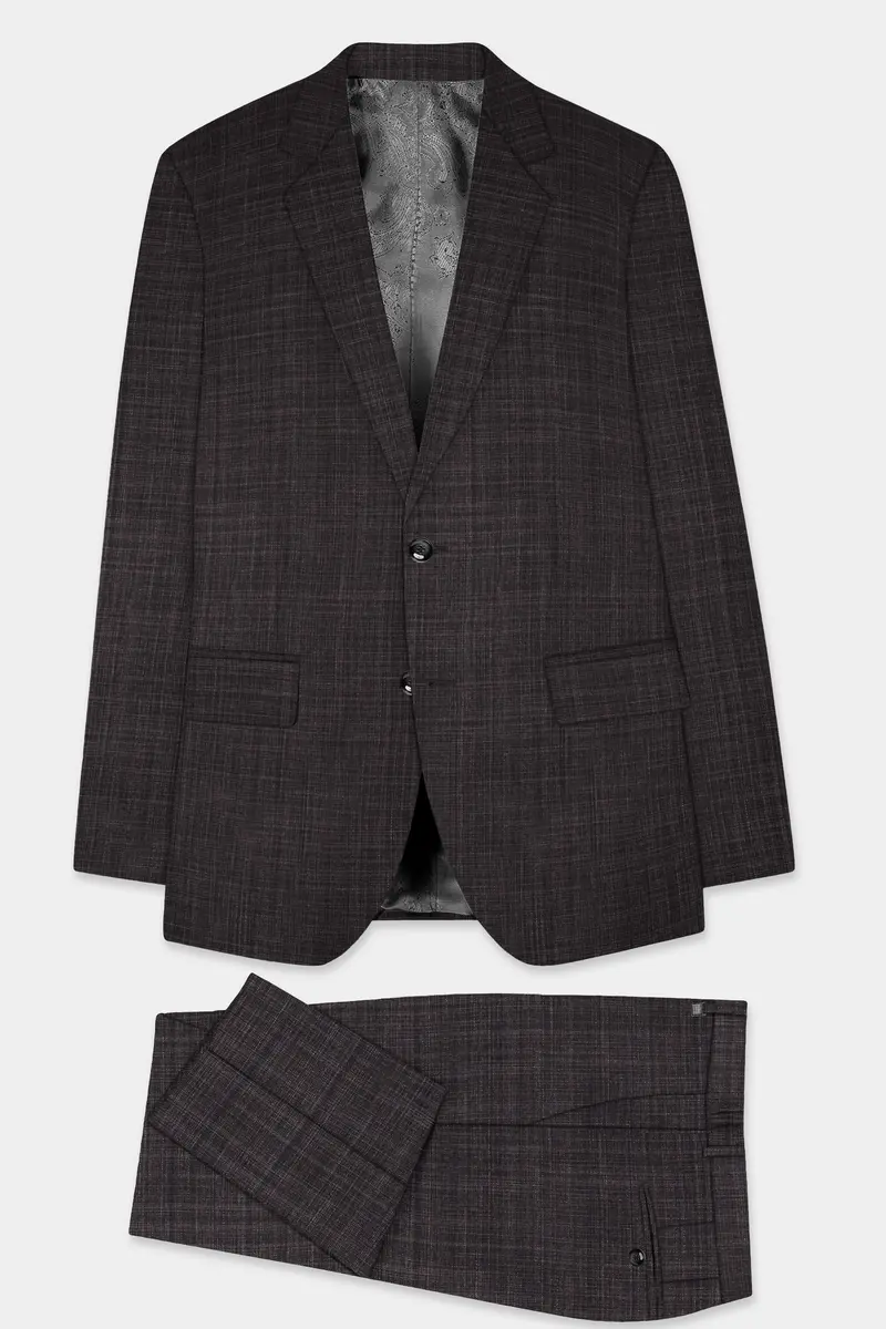 Cafénoir-Piano Brown Textured Wool Rich Single Breasted Slim Lapel Suit 11