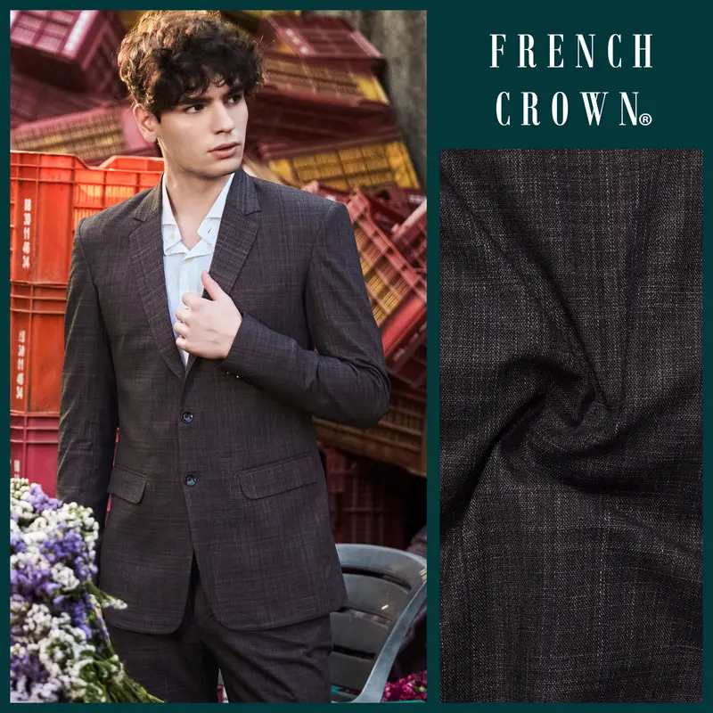 Cafénoir-Piano Brown Textured Wool Rich Single Breasted Slim Lapel Suit 23