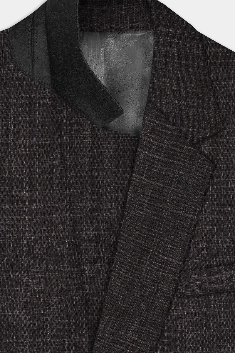 Cafénoir-Piano Brown Textured Wool Rich Single Breasted Slim Lapel Suit 5