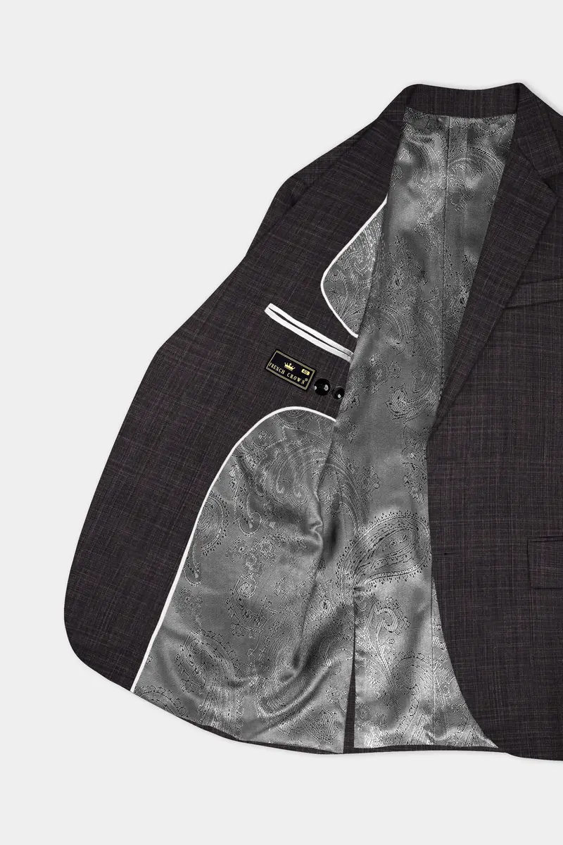 Cafénoir-Piano Brown Textured Wool Rich Single Breasted Slim Lapel Suit 6