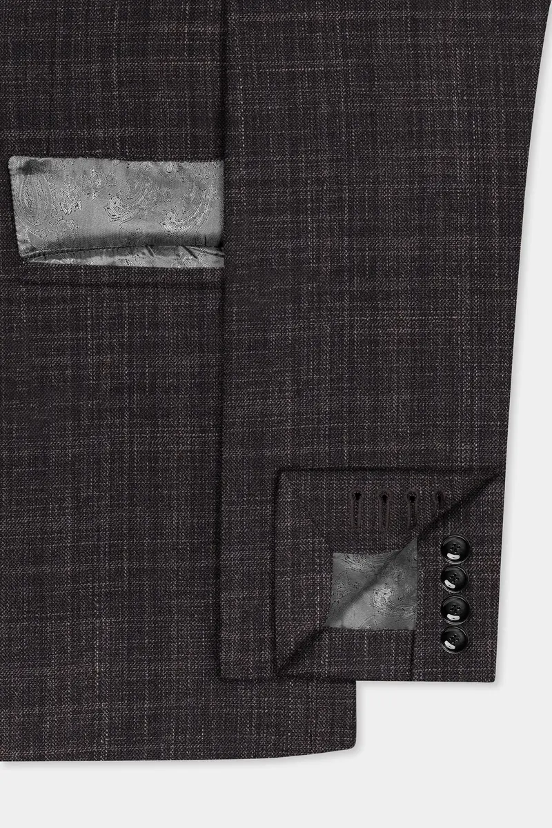 Cafénoir-Piano Brown Textured Wool Rich Single Breasted Slim Lapel Suit 7