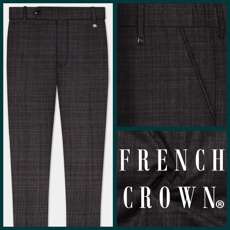 Cafénoir-Piano Brown Textured Wool Rich Stretchable Waistband Pant 1