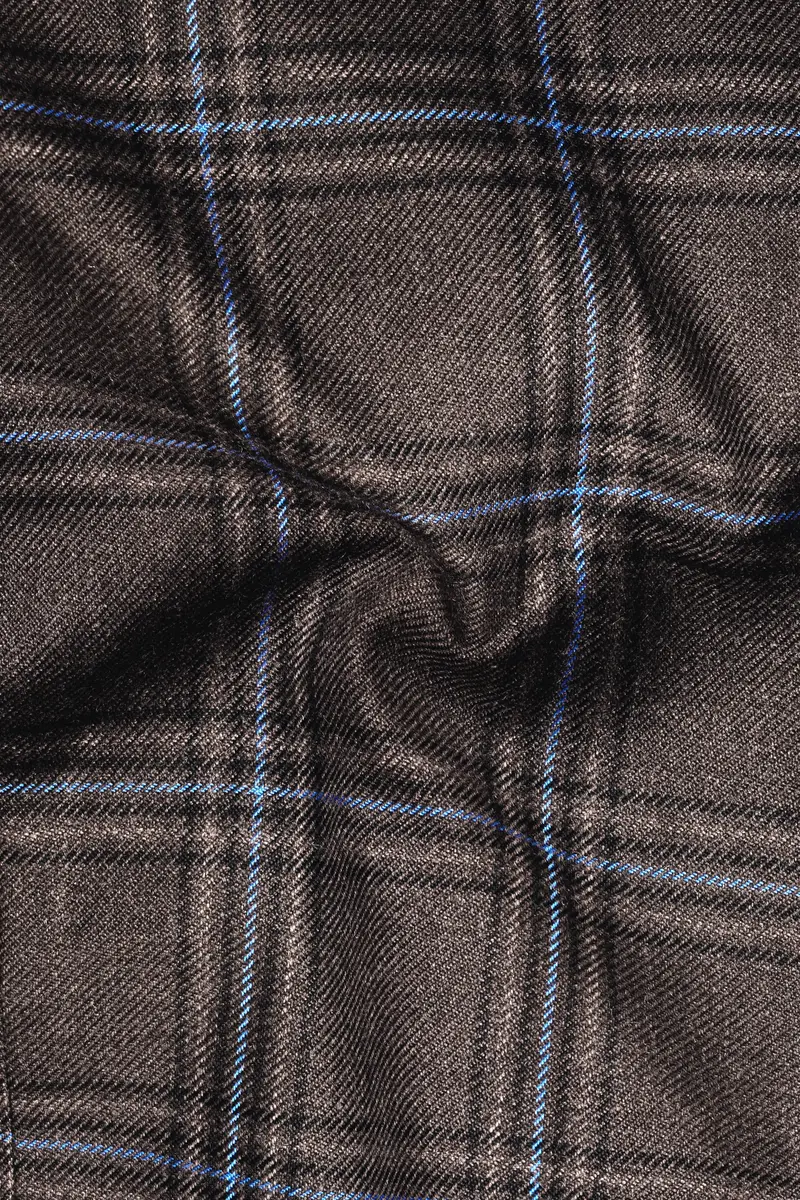 Cafreno-Armadillo Brown Plaid Single Breasted Overcoat 3