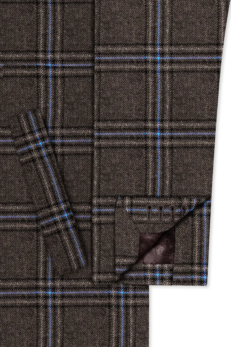 Cafreno-Armadillo Brown Plaid Single Breasted Overcoat 6