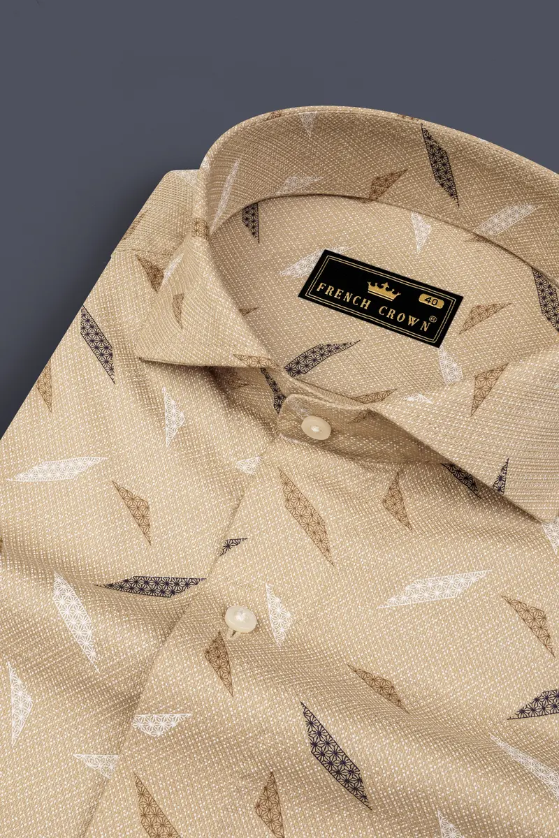 Calico Brown Dobby Textured Premium Giza Cotton Shirt 1