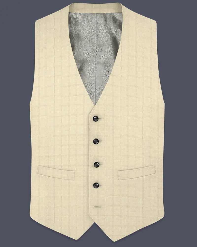 Calm Shell Brown Subtle Plaid Waistcoat 1