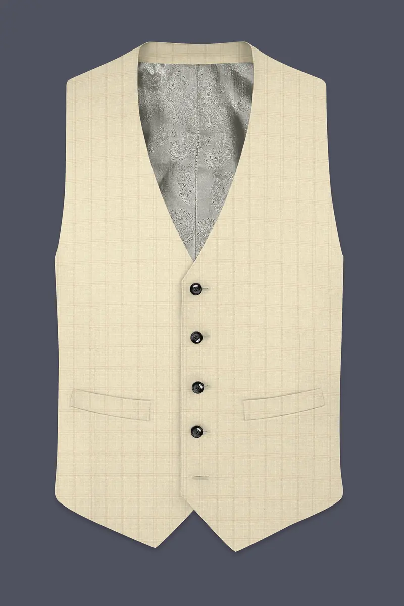 Calm Shell Brown Subtle Plaid Waistcoat 2