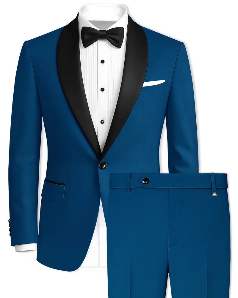 Calypso Blue Wool Rich Tuxedo Suit 1