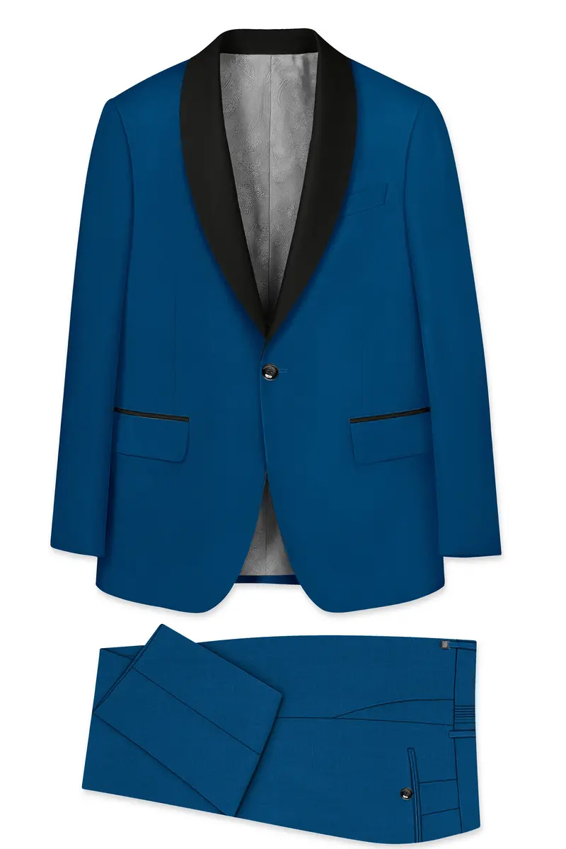Calypso Blue Wool Rich Tuxedo Suit 11