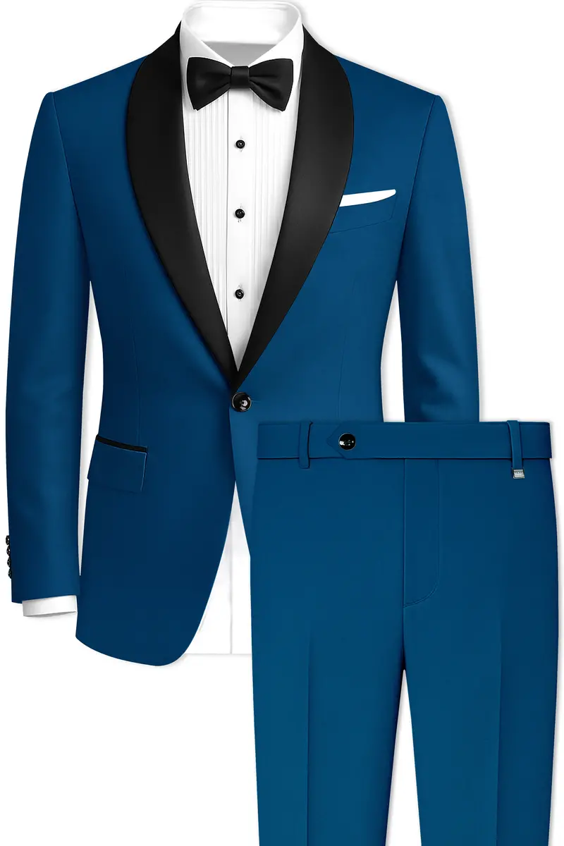 Calypso Blue Wool Rich Tuxedo Suit 2