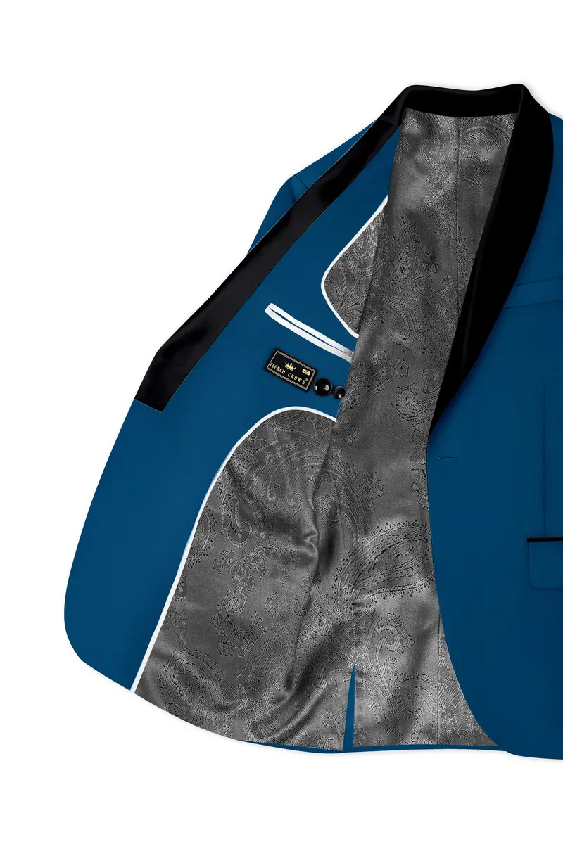 Calypso Blue Wool Rich Tuxedo Suit 5