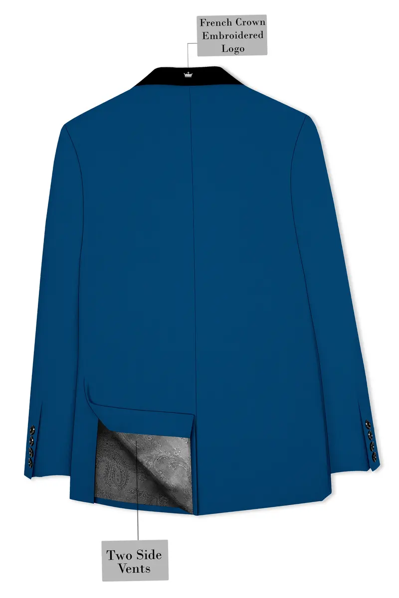 Calypso Blue Wool Rich Tuxedo Suit 9