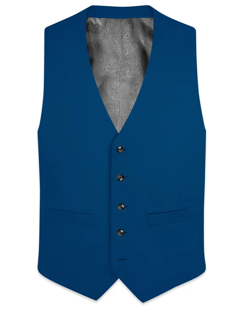 Calypso Blue Wool Rich Waistcoat 1