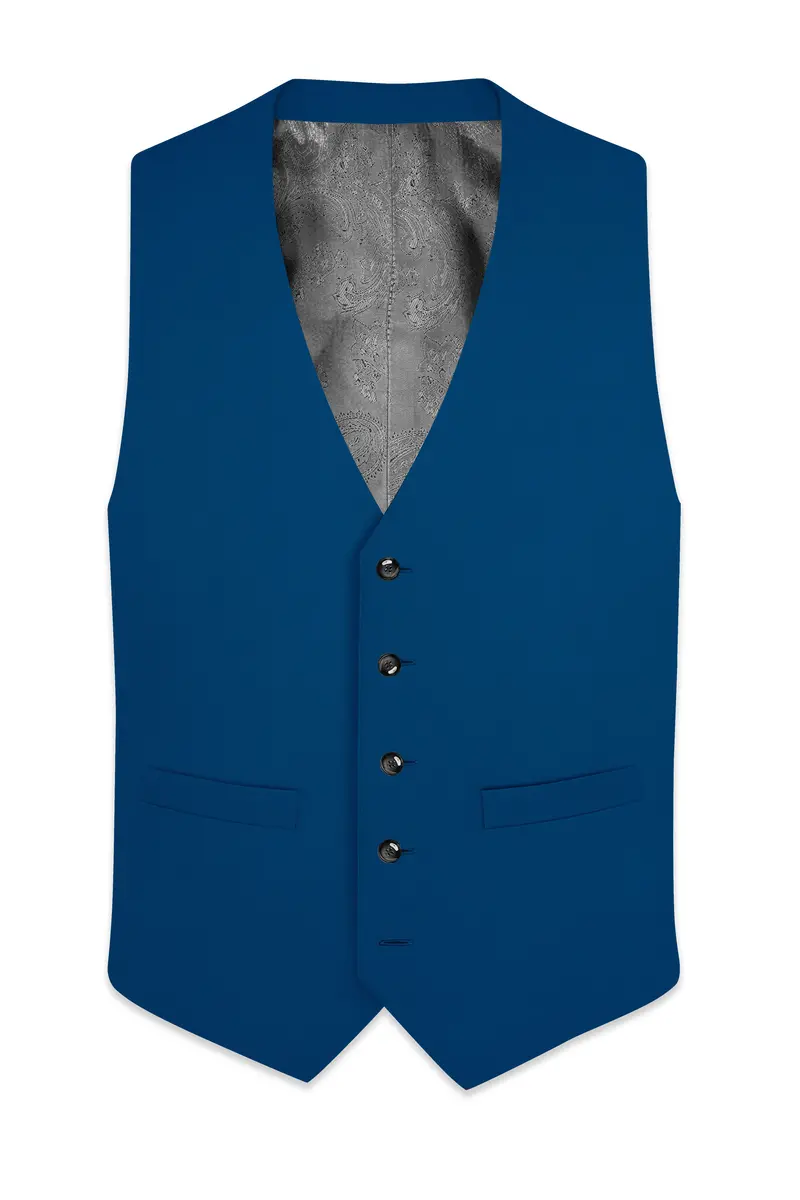 Calypso Blue Wool Rich Waistcoat 2