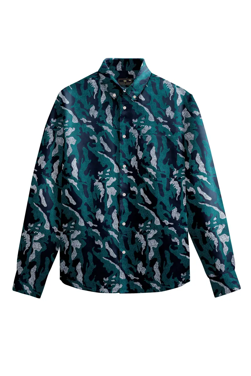 Calypso Green And Ebony Printed Camouflage Corduroy Shirt 4
