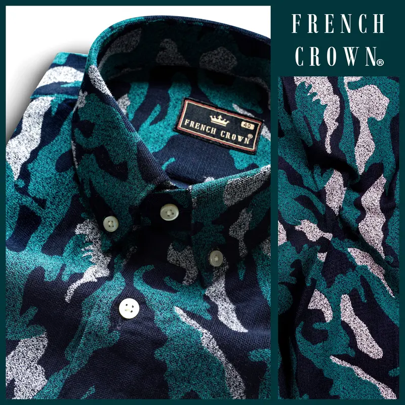 Calypso Green And Ebony Printed Camouflage Corduroy Shirt 9