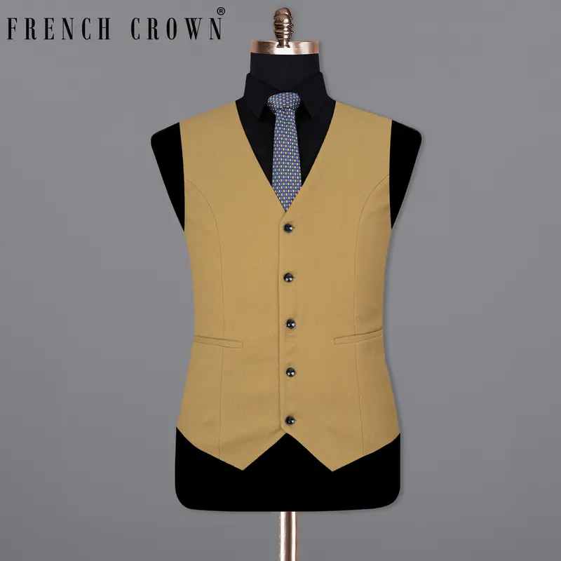 Camel Brown Textured Sports Waistcoat 1