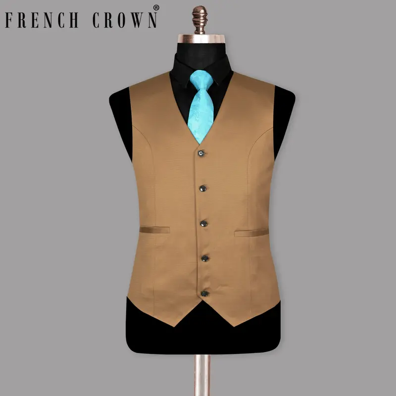 Camel Brown Wool Rich Waistcoat 1