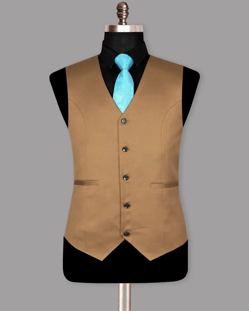 Camel Brown Wool Rich Waistcoat 2