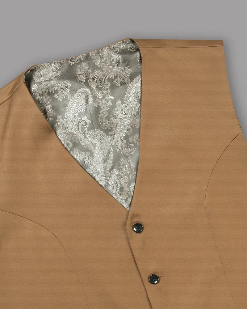 Camel Brown Wool Rich Waistcoat 4